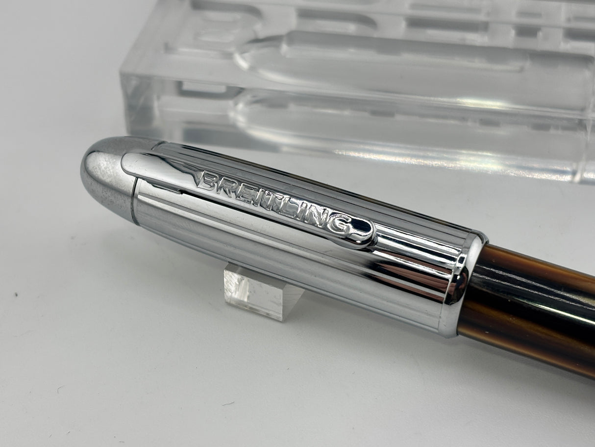 Breitling Pen Horn Bronze barrel chrome cap - Ball Pen