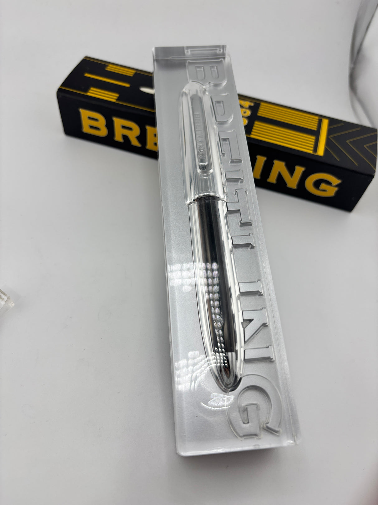 Breitling Pen Horn Bronze barrel chrome cap - Ball Pen