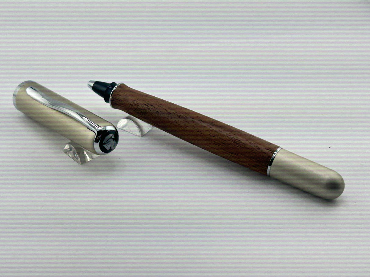 Pelican Epoch P364  Walnut Wood Barrel silver matte Cap - Roller Ball