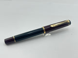Pelikan M200 Black Barrel and Burgundy Cap and ends Fountain Pen Gold Plated Trim