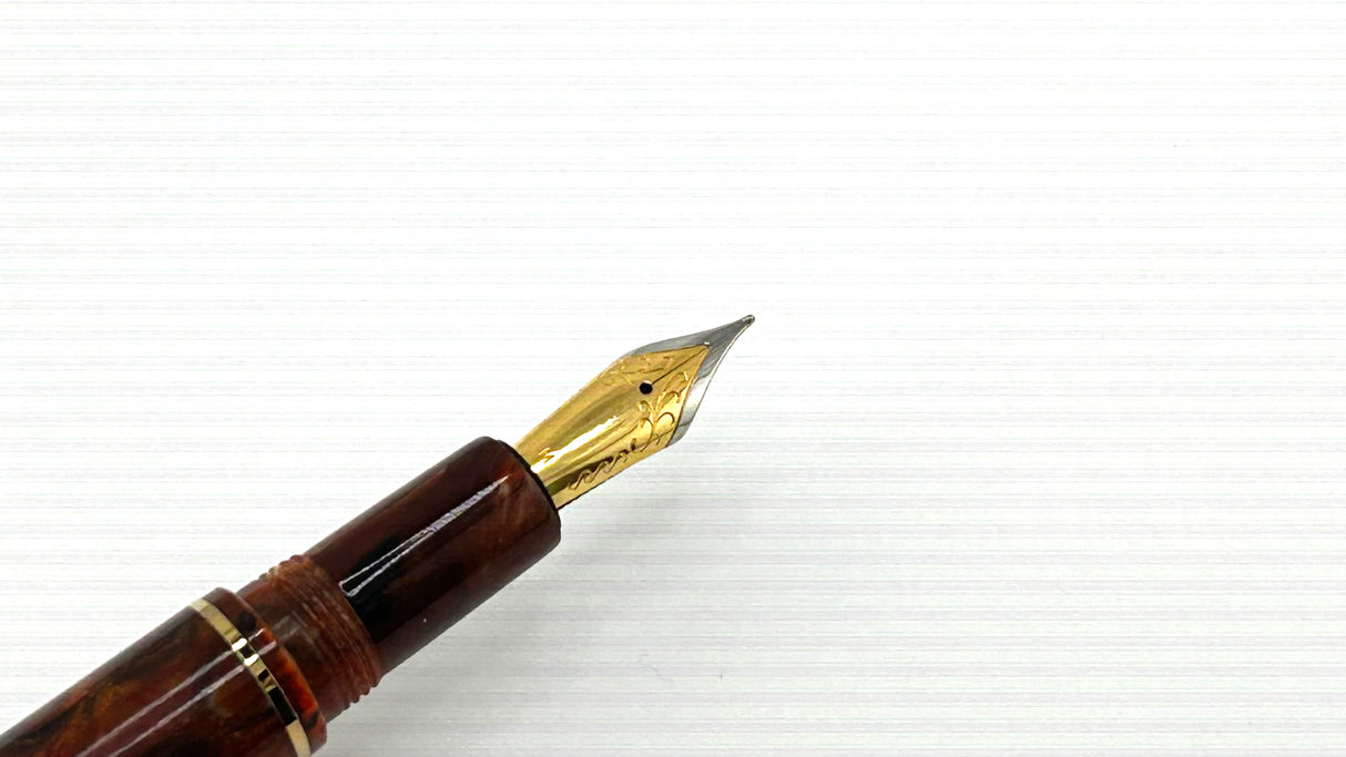No name Orange Marbled Gold Plated Nib  - Fountain Pen