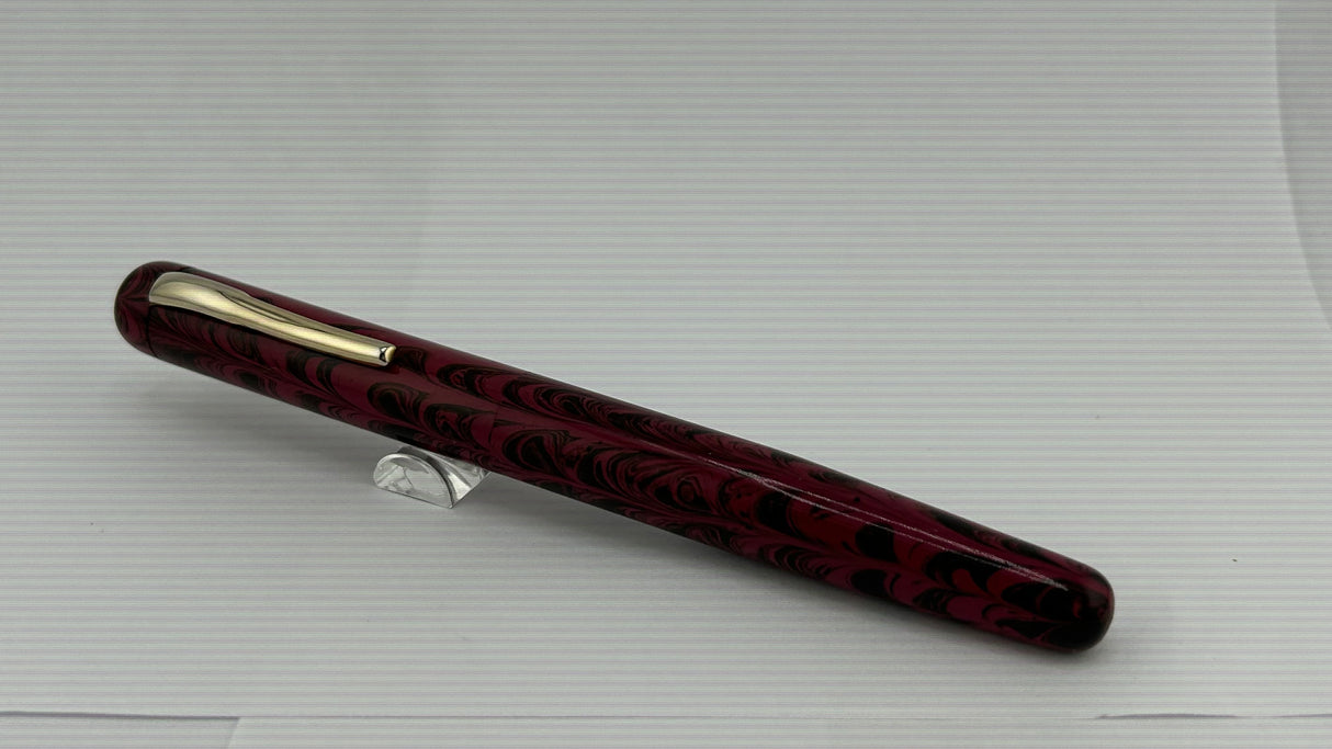 Ranga Abhimanyu Imperial Ebonite Red Black Ripple Sheaffer Finish Inlaid Nib - Fountain Pen