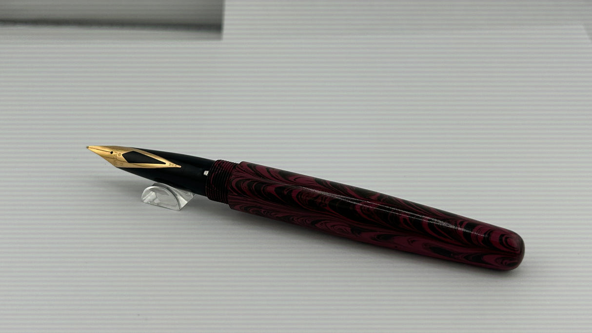 Ranga Abhimanyu Imperial Ebonite Red Black Ripple Sheaffer Finish Inlaid Nib - Fountain Pen