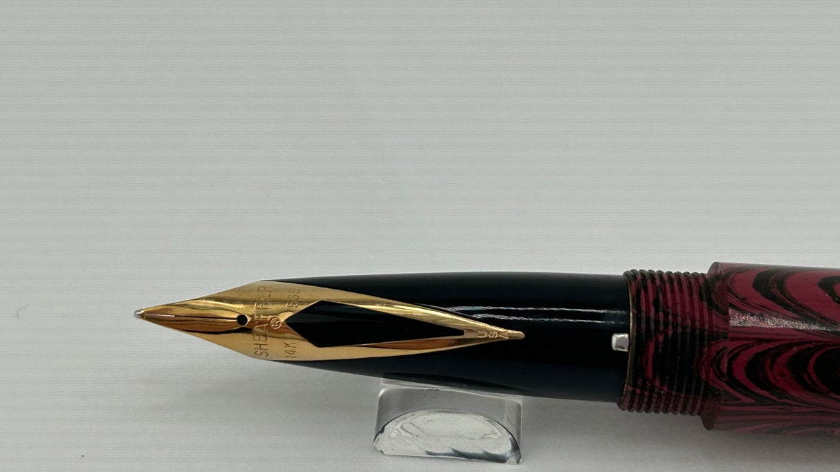 Ranga Abhimanyu Imperial Ebonite Red Black Ripple Sheaffer Finish Inlaid Nib - Fountain Pen