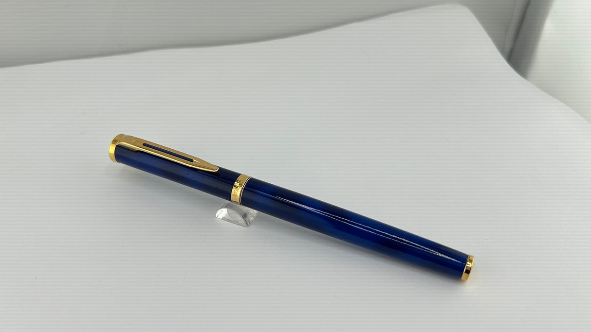 Waterman Preface in Blue Marble with Gold Plated Trim -  Roller Ball Pen