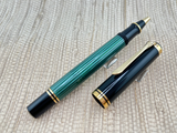 Pelikan Souverän R400 Green Striped - Trim - Roller Ball