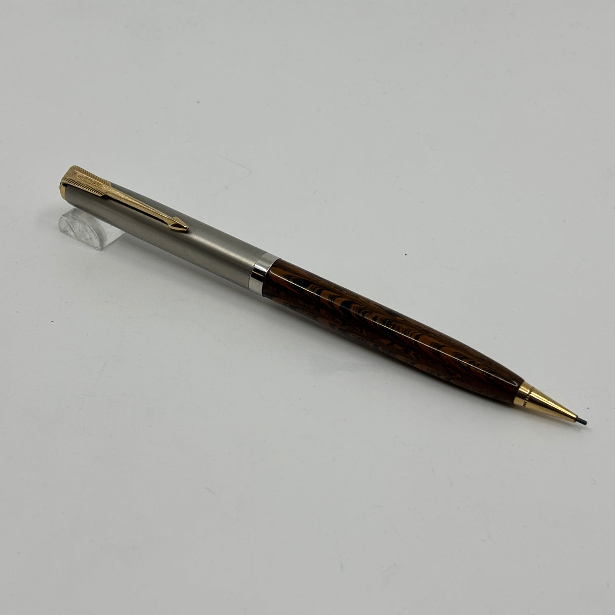 Parker 51 Pencil Diamond Clip  Brown Ebonite ripple Custom by Howard Levy Bexley in 1990