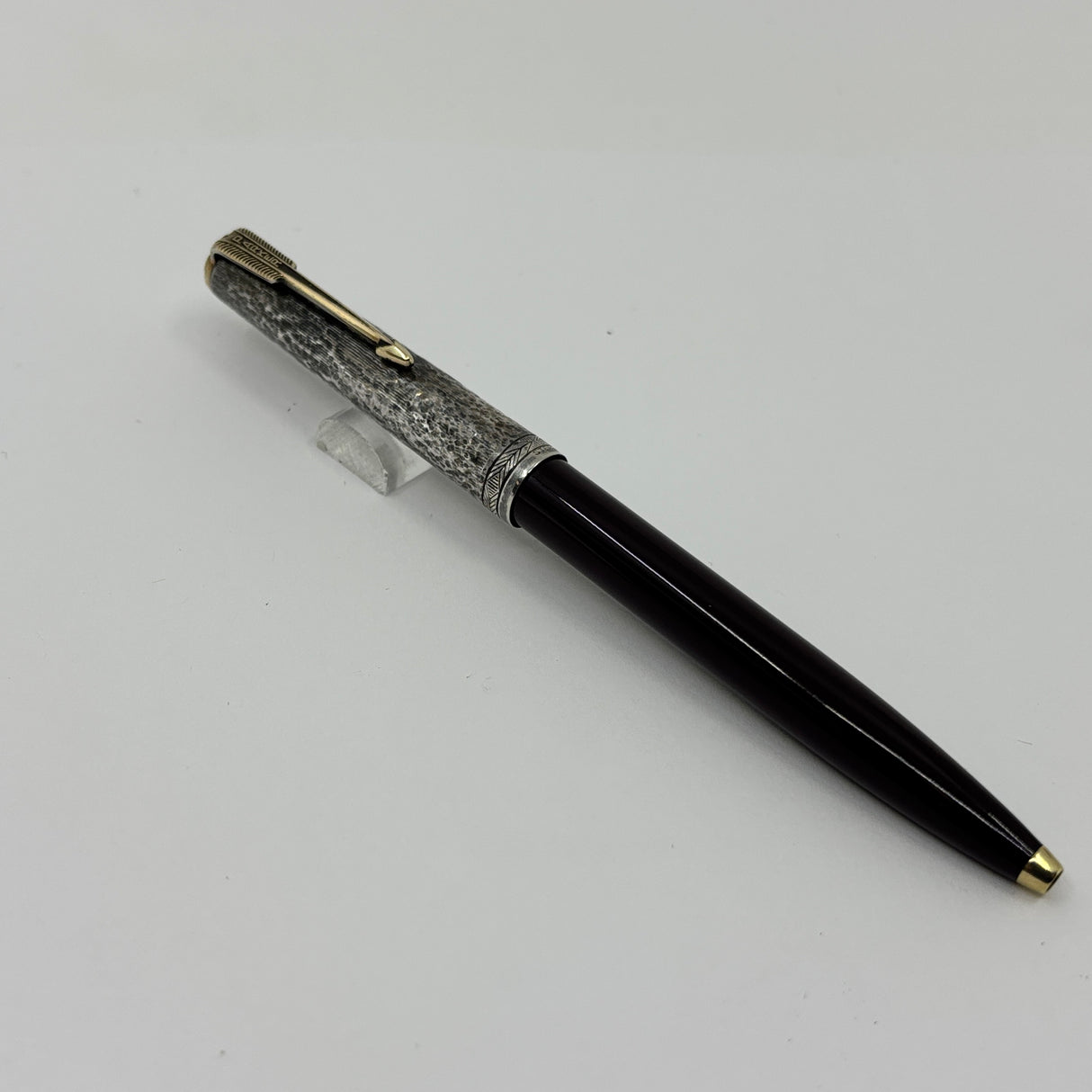 Parker 51 Ball Pen  Burgundy  Sterling Silver 925 cap " Ariel Kullock " Hammer Cap