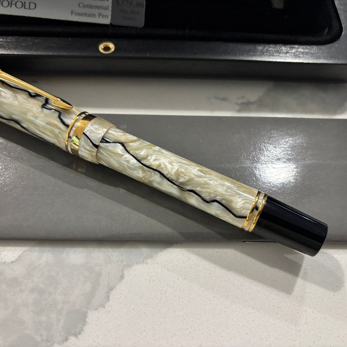 Parker Duofold Centennial Black and Pearl  Fountain Pen - Medium 18kt Gold Nib