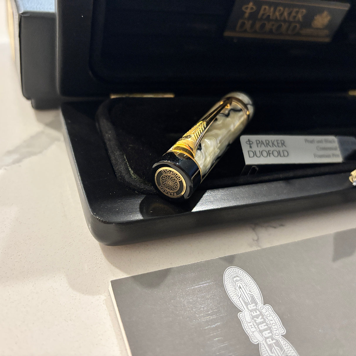 Parker Duofold Centennial Black and Pearl  Fountain Pen - Medium 18kt Gold Nib