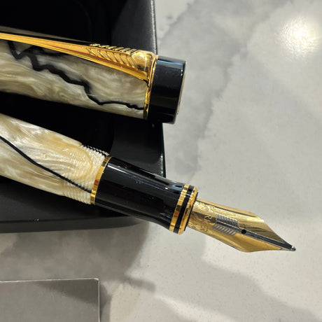 Parker Duofold Centennial Black and Pearl  Fountain Pen - Medium 18kt Gold Nib