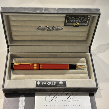 Parker Duofold - The Iconic "Big Red" Centennial Orange Fountain Pen - Medium 18kt Gold Nib