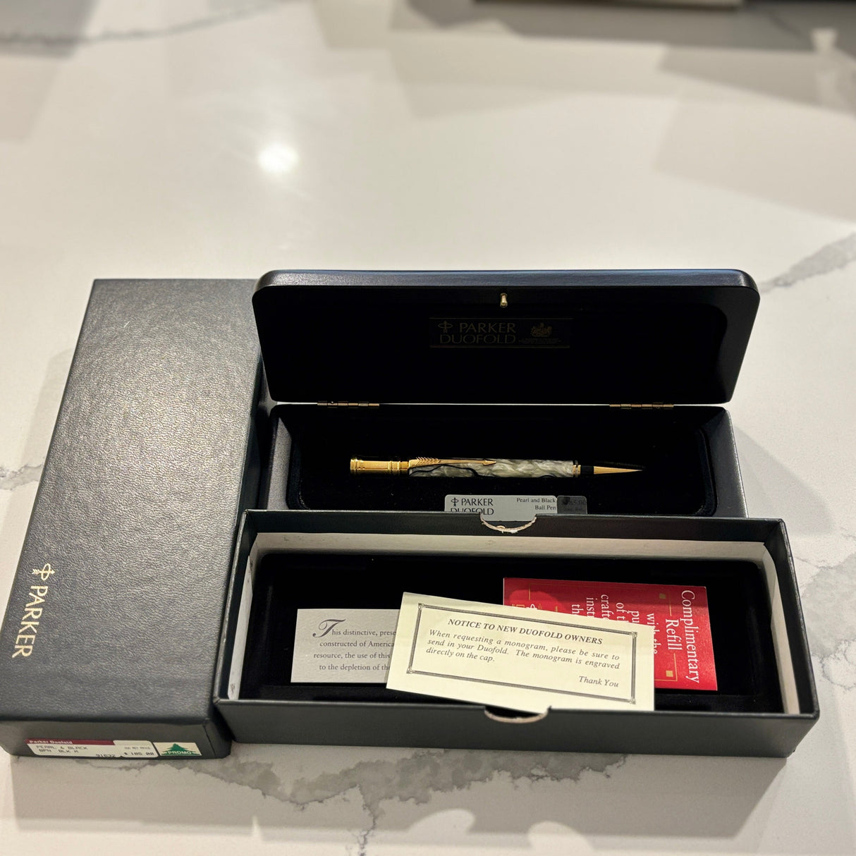 Parker Duofold Black and Pearl  Ballpoint Pen