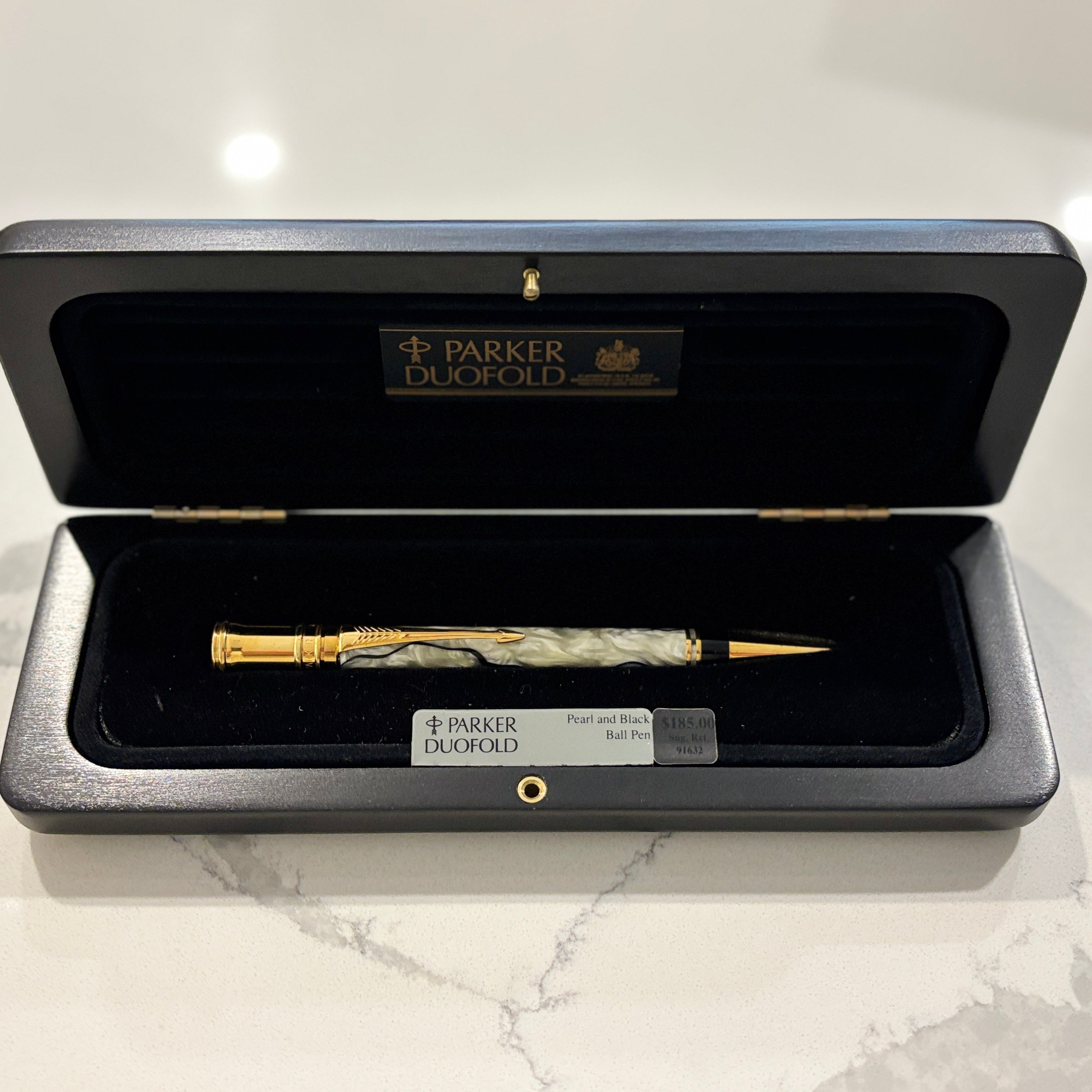 筆記具 PARKER DUOFOLD BALL PEN Parker Duofold Black and Pearl Ballpoint Pen – Fountain Pen Hospital