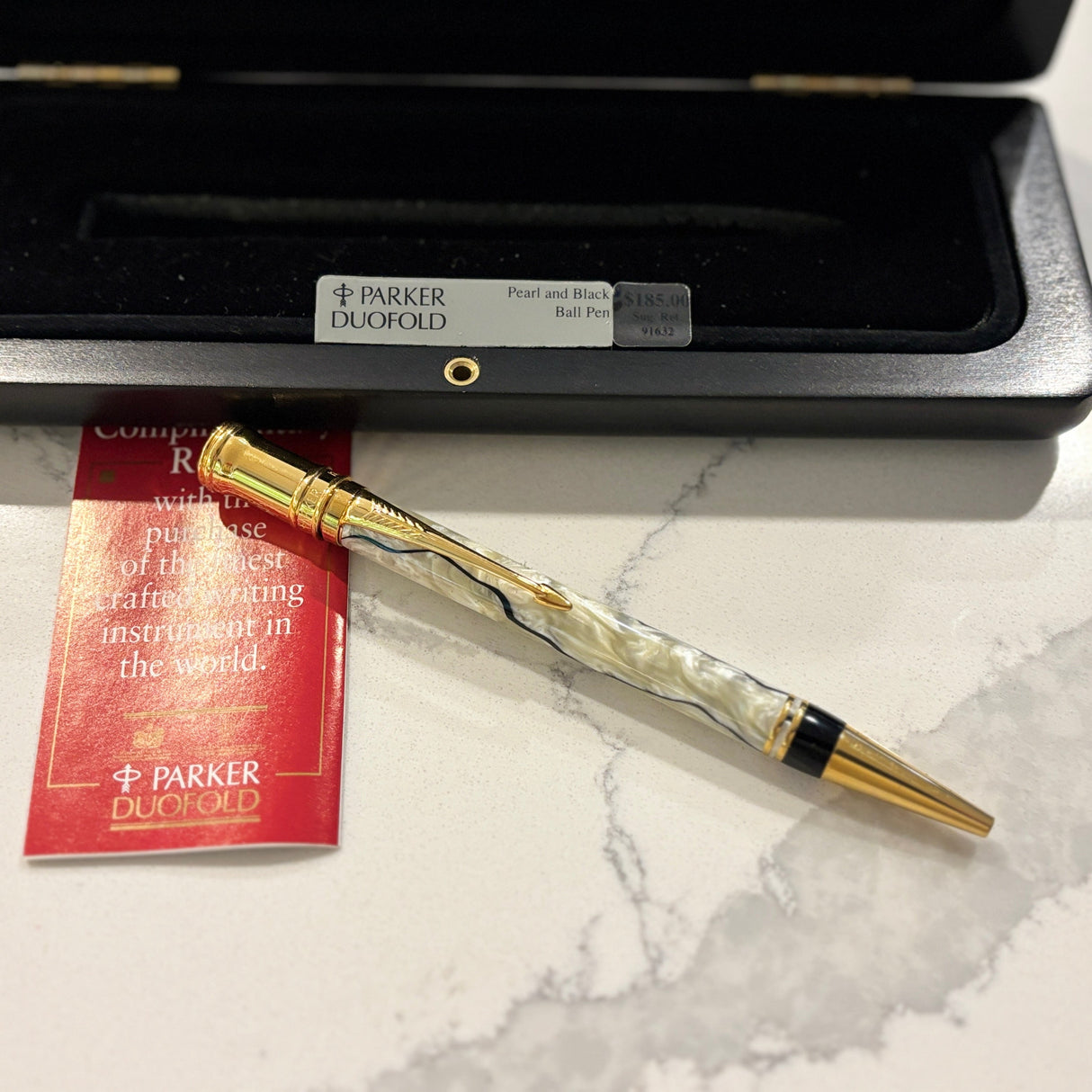 Parker Duofold Black and Pearl  Ballpoint Pen