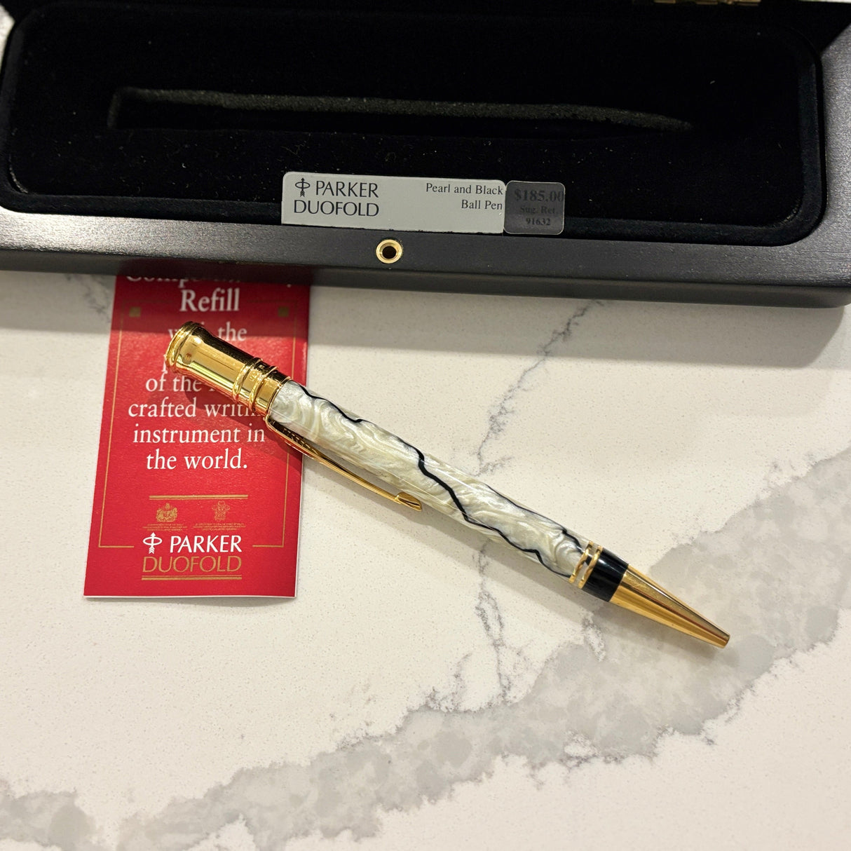 Parker Duofold Black and Pearl  Ballpoint Pen