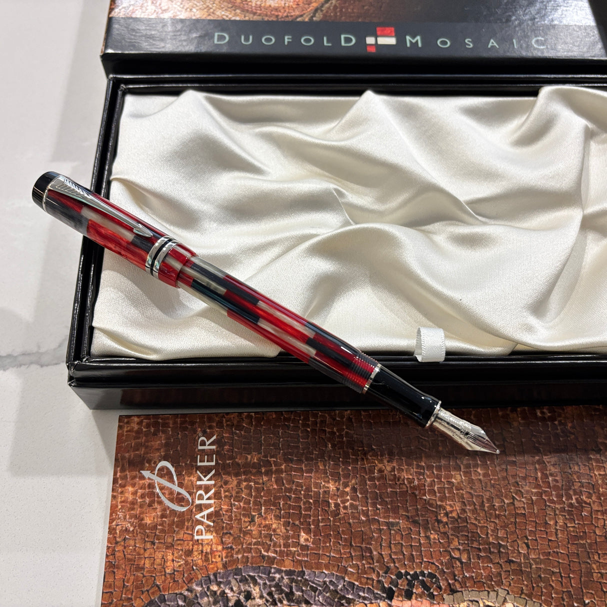 Parker Duofold International Mosaic Red Fountain Pen - Circa 2001