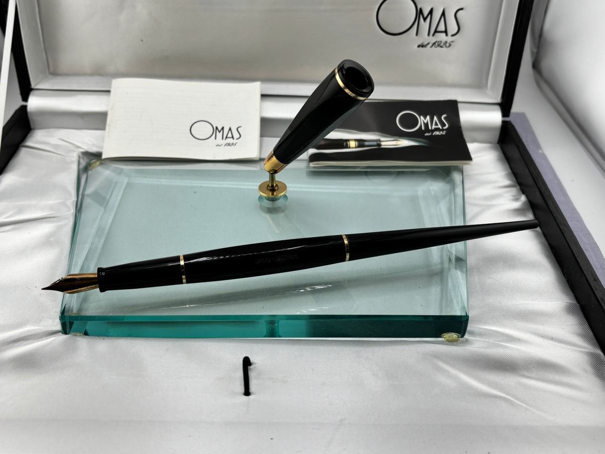 OMAS Signum Faceted Black Desk Pen Limited 70/100 Superb Flex nib Signum 14k gold !