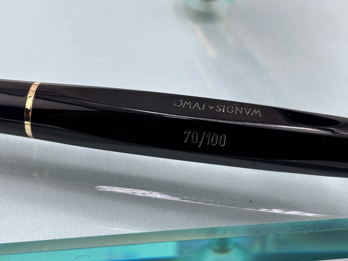 OMAS Signum Faceted Black Desk Pen Limited 70/100 Superb Flex nib Signum 14k gold !