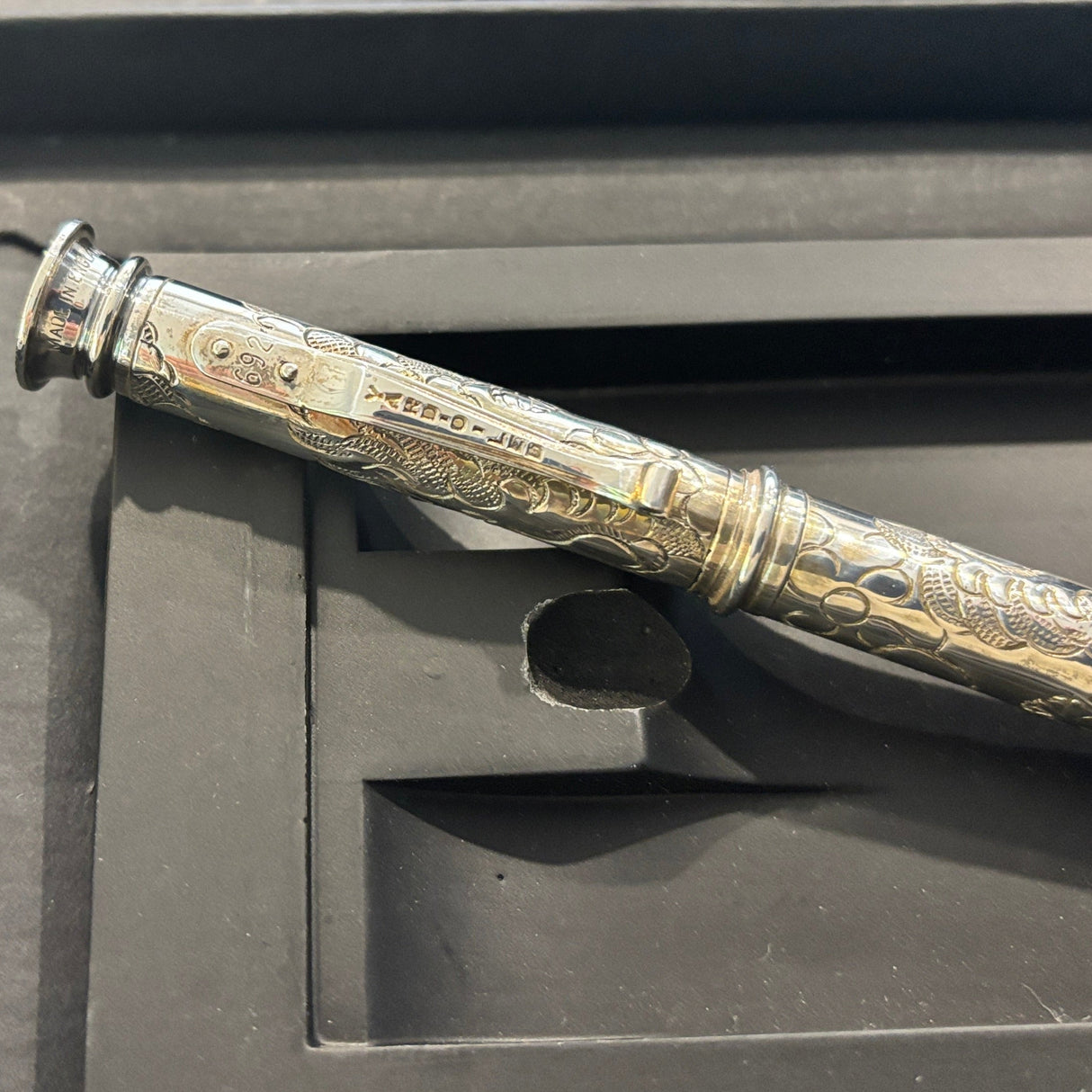 Yard-O-Led Imperial Dragon  Full sterling silver .925  Fountain Pen - Broad 18kt Gold Nib