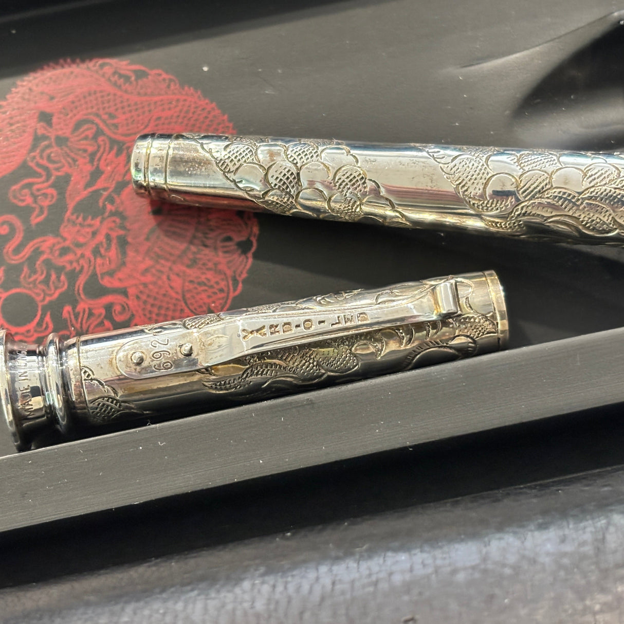 Yard-O-Led Imperial Dragon  Full sterling silver .925  Fountain Pen - Broad 18kt Gold Nib