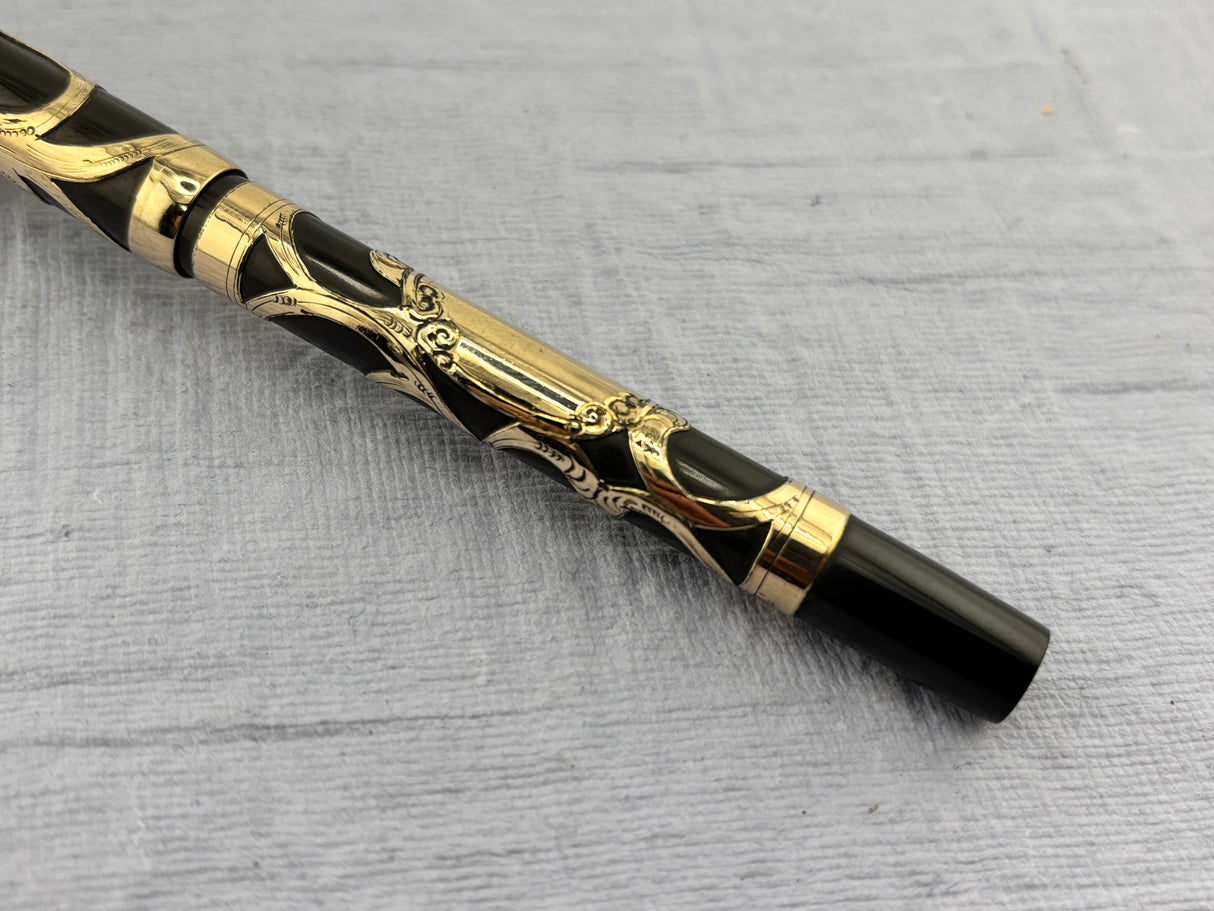 Parker Lucky Curve  #16  Gold Filled Filigree Overlay Eyedropper  - Fountain Pen