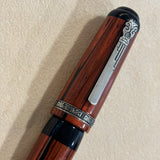 Marlen BVCCVS Oversized rollerball orange and black Mottled ebonite - Sterling Silver Clip & Trim