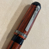 Marlen BVCCVS Oversized rollerball orange and black Mottled ebonite - Sterling Silver Clip & Trim