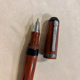 Marlen BVCCVS Oversized rollerball orange and black Mottled ebonite - Sterling Silver Clip & Trim
