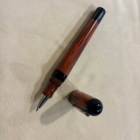 Marlen BVCCVS Oversized rollerball orange and black Mottled ebonite - Sterling Silver Clip & Trim