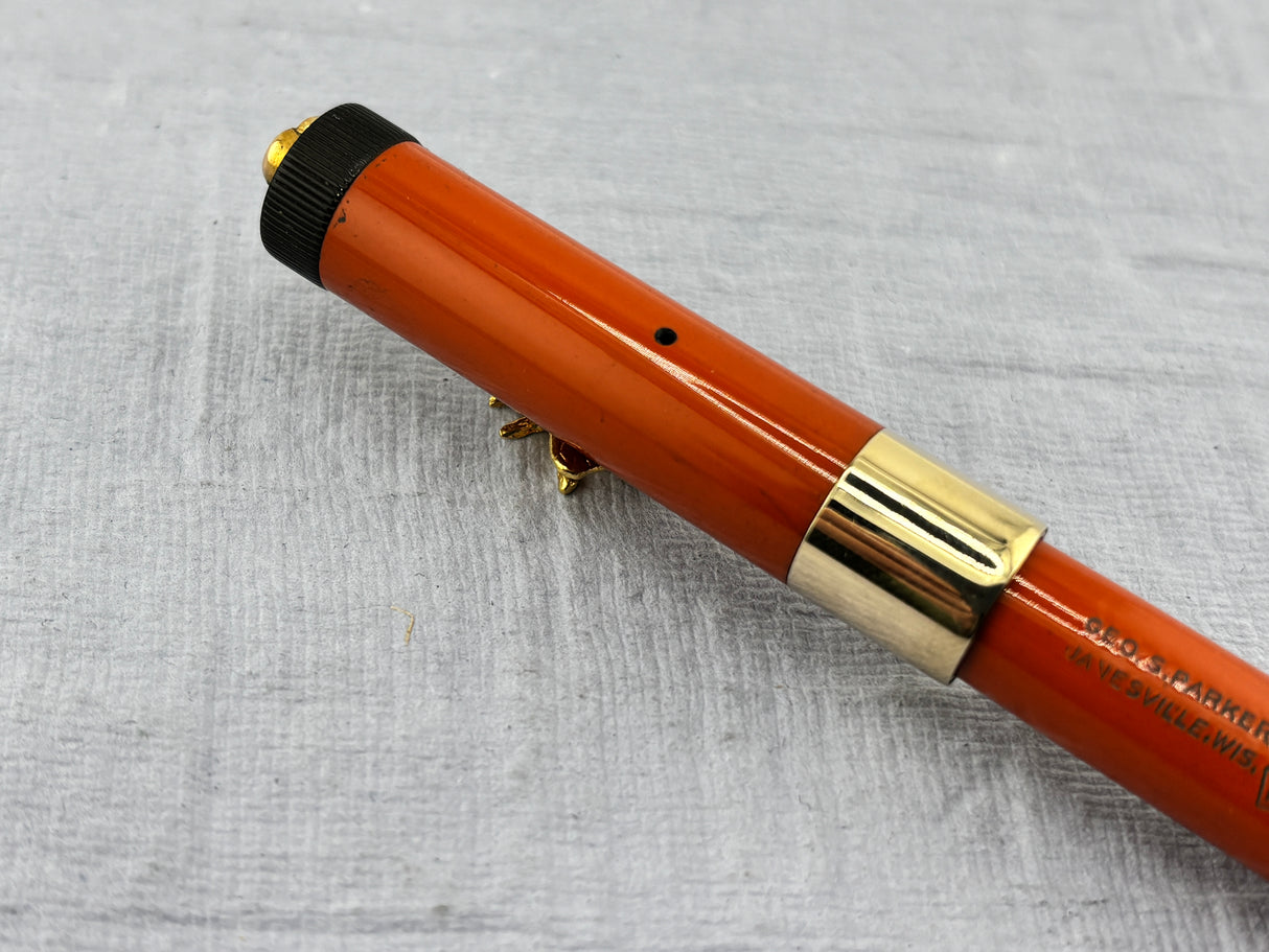 Parker Lady Duofold Deluxe Red Hard Rubber Ring Top  - Fountain Pen