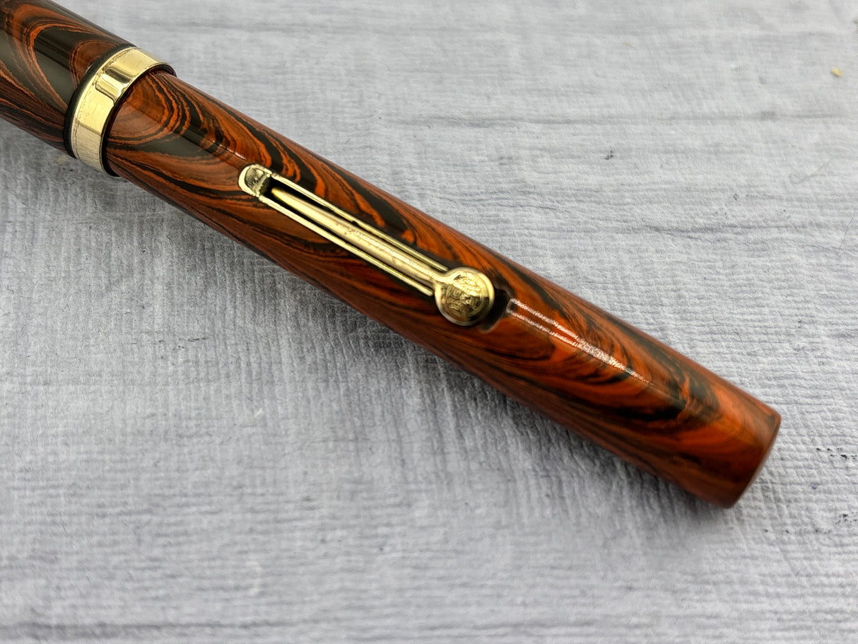 Waterman #5 Red/Black Ripple with Red Band + Correct "red" Nib  - Fountain Pen