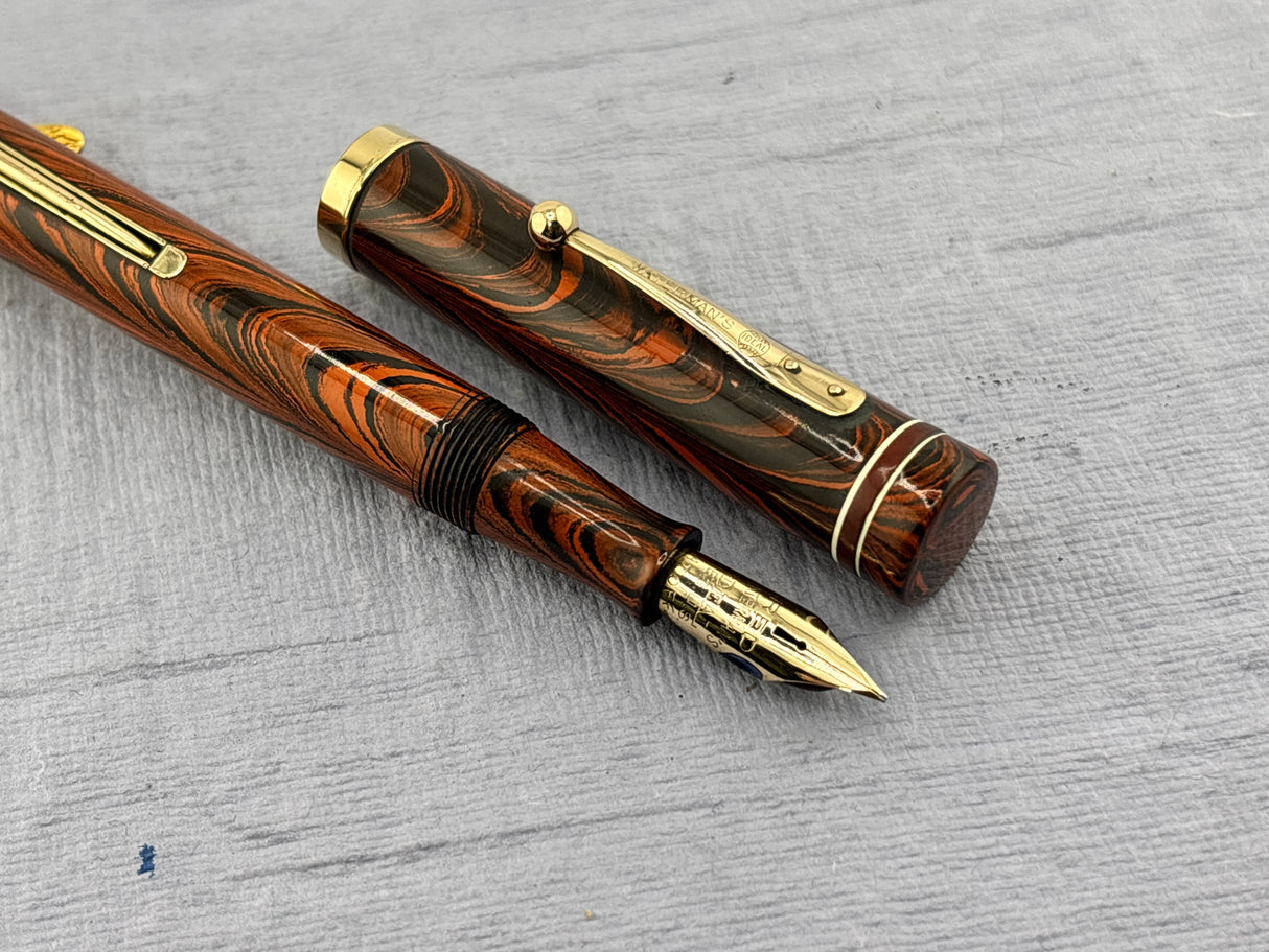 Waterman #5 Red/Black Ripple with Red Band + Correct "red" Nib  - Fountain Pen