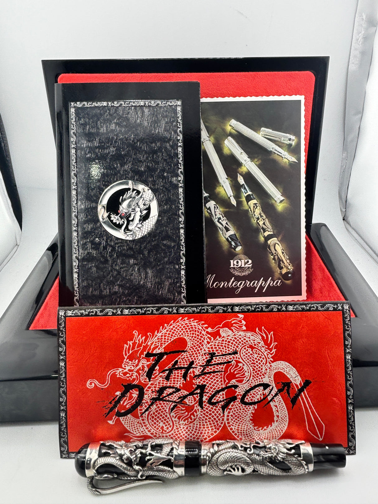 Montegrappa Iconic 1995 Sterling Silver & Celluloid  Dragon Limited Edition  Fountain Pen - Medium 18kt Gold Nib