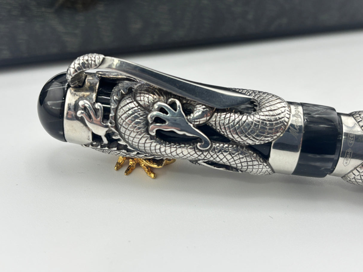 Montegrappa Iconic 1995 Sterling Silver & Celluloid  Dragon Limited Edition  Fountain Pen - Medium 18kt Gold Nib