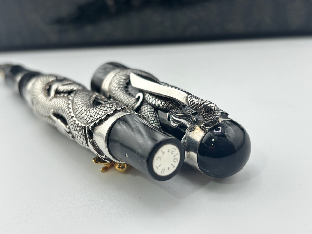Montegrappa Iconic 1995 Sterling Silver & Celluloid  Dragon Limited Edition  Fountain Pen - Medium 18kt Gold Nib