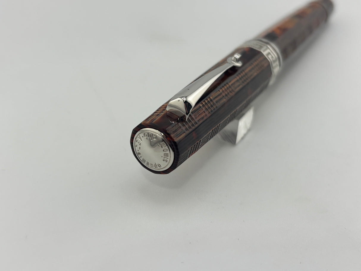 Armando Simoni Club Gladiator Bespoke Arco Bronze Celluloid "Chased (Carved)" Fountain Pen - Medium 14kt Gold Nib