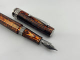 Armando Simoni Club Gladiator Bespoke Arco Bronze Celluloid "Chased (Carved)" Fountain Pen - Medium 14kt Gold Nib