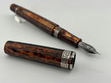 Armando Simoni Club Gladiator Bespoke Arco Bronze Celluloid "Chased (Carved)" Fountain Pen - Medium 14kt Gold Nib