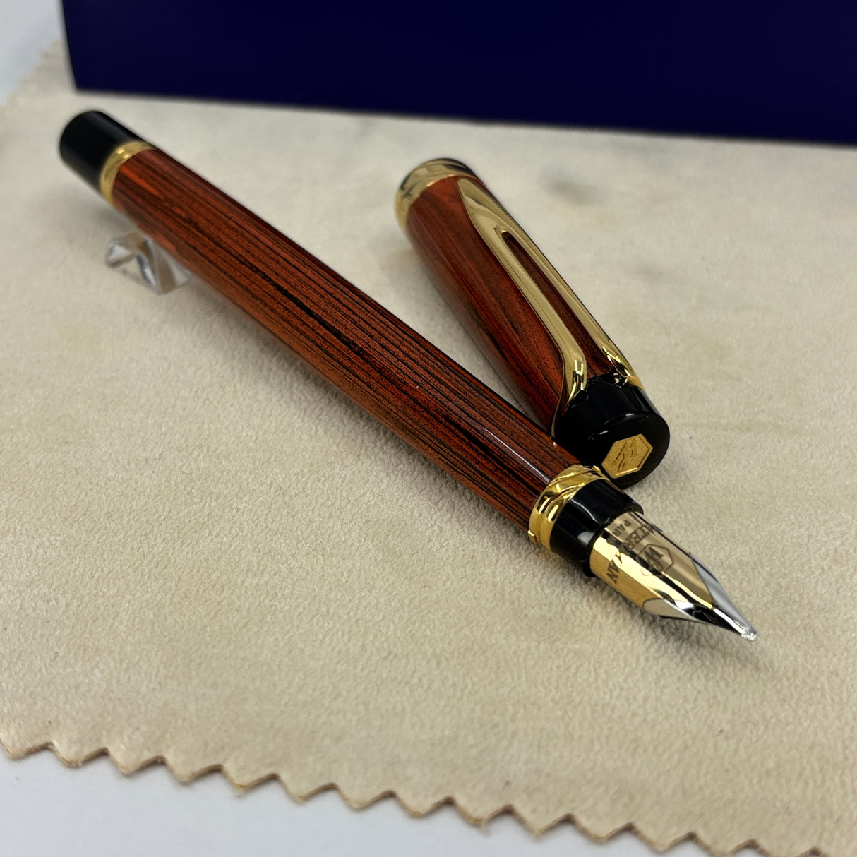 Waterman Liaison Ebonite Orange and Black Fountain Pen - Broad 18kt Gold Nib