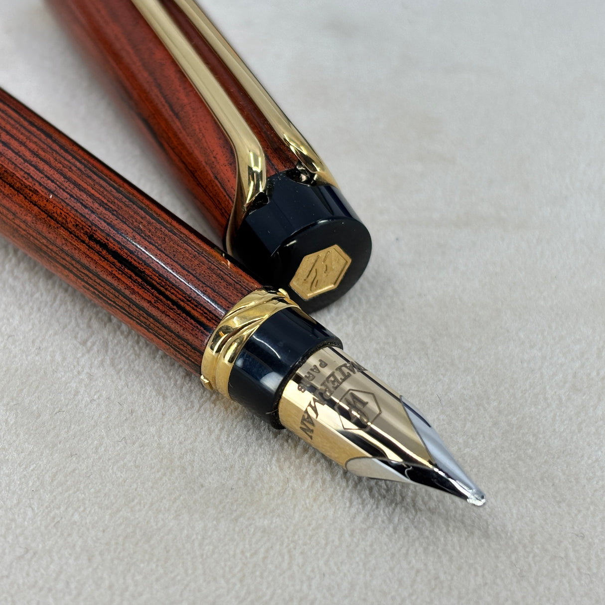 Waterman Liaison Ebonite Orange and Black Fountain Pen - Broad 18kt Gold Nib