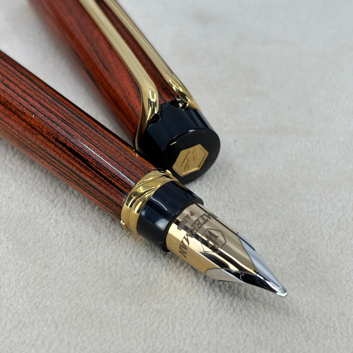 Waterman Liaison Ebonite Orange and Black Fountain Pen - Broad 18kt Gold Nib