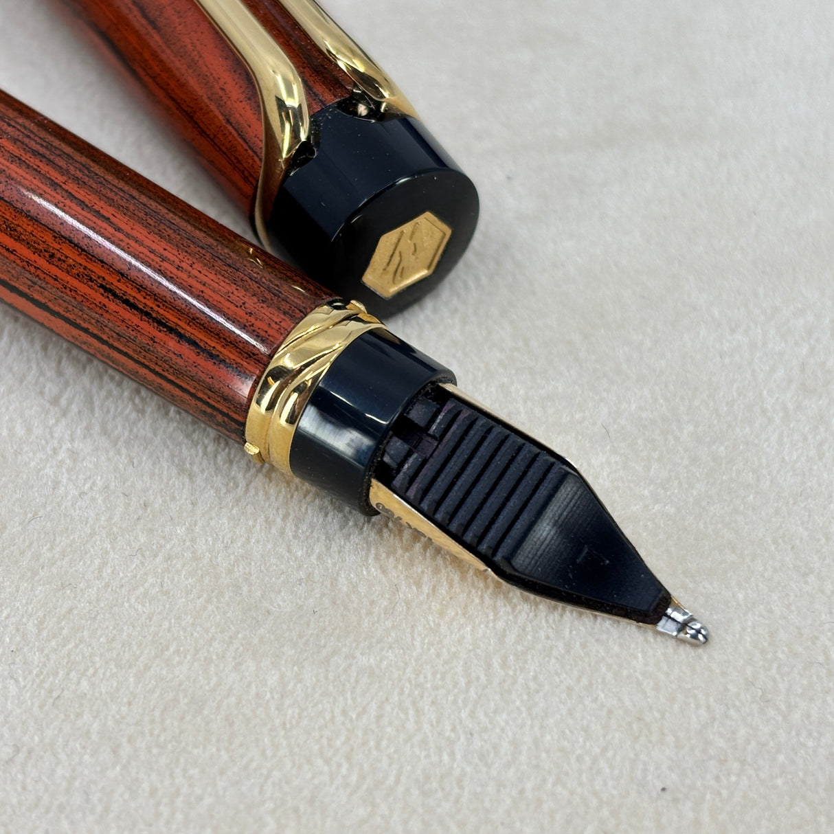 Waterman Liaison Ebonite Orange and Black Fountain Pen - Broad 18kt Gold Nib