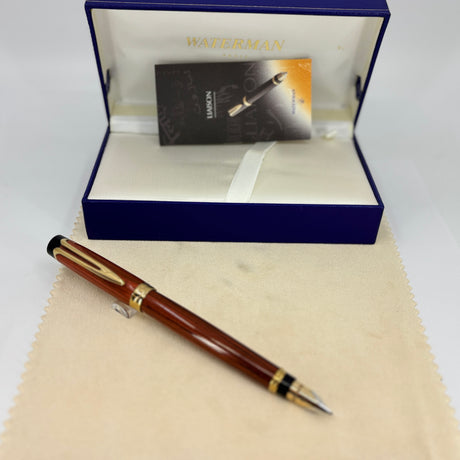 Waterman Liaison Ebonite Orange and Black Fountain Pen - Broad 18kt Gold Nib