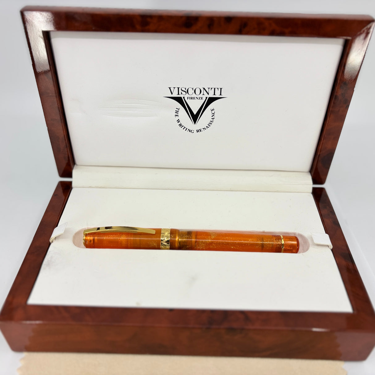 Visconti Kaleido Fire Opal Gold Trim Fountain Pen - STUB 18kt Gold Nib