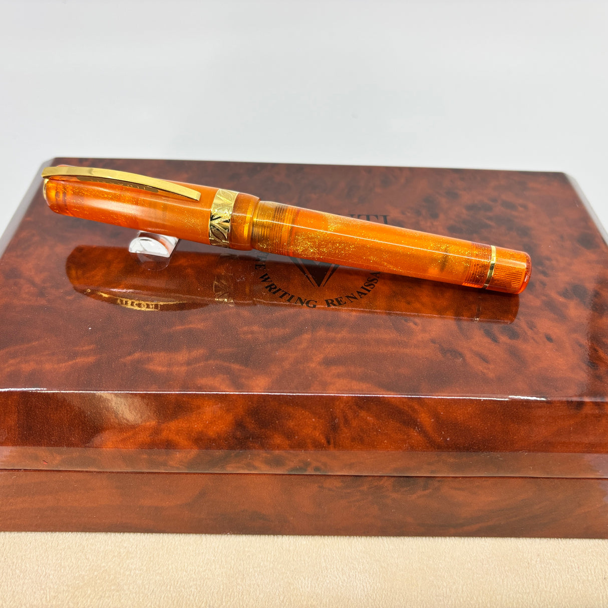 Visconti Kaleido Fire Opal Gold Trim Fountain Pen - STUB 18kt Gold Nib