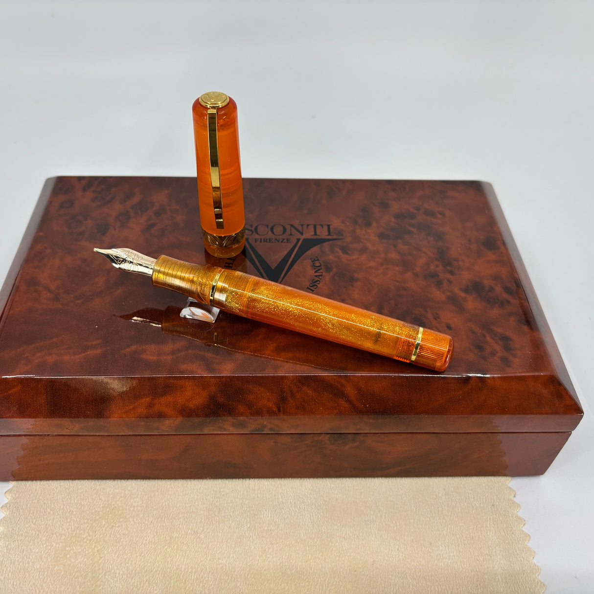 Visconti Kaleido Fire Opal Gold Trim Fountain Pen - STUB 18kt Gold Nib