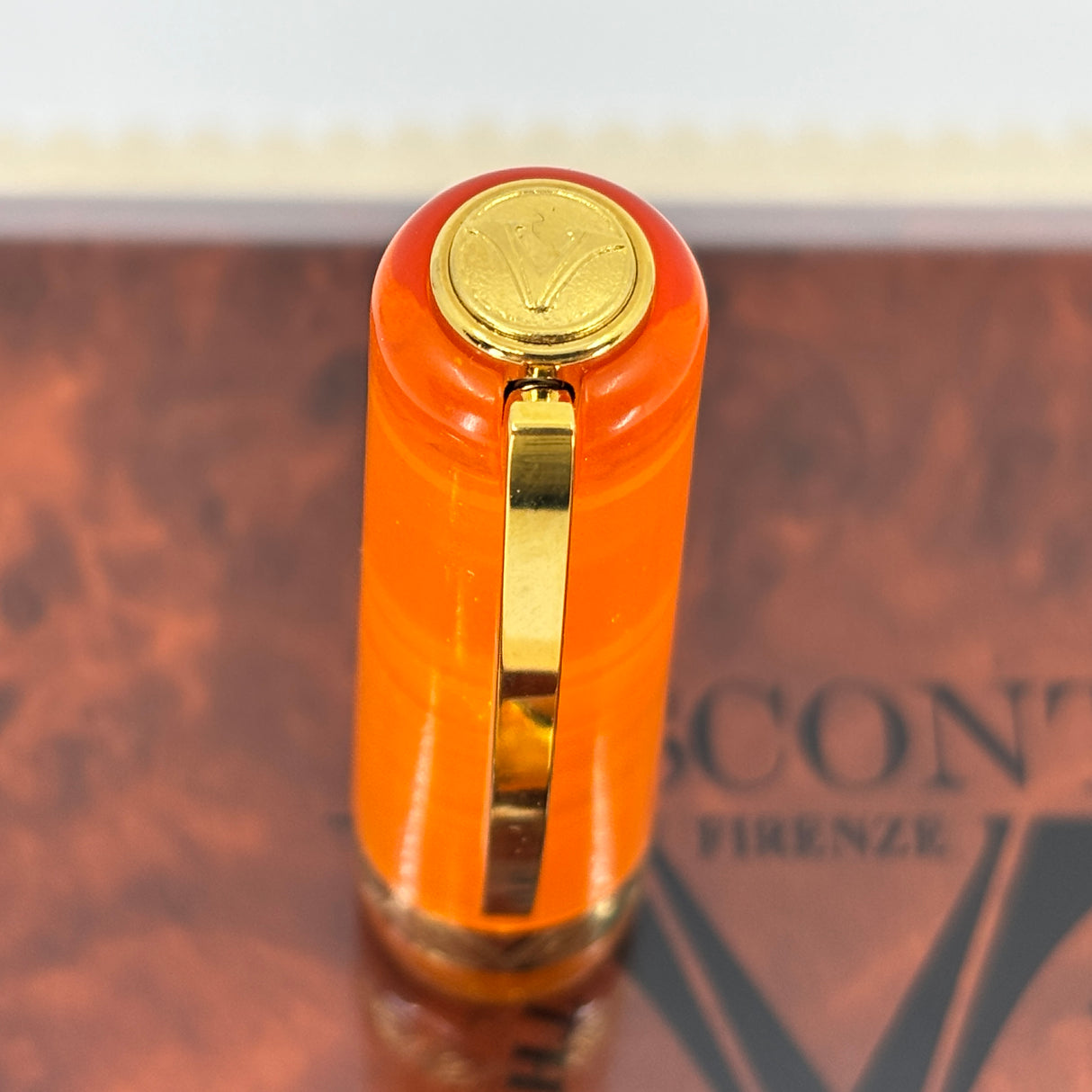 Visconti Kaleido Fire Opal Gold Trim Fountain Pen - STUB 18kt Gold Nib
