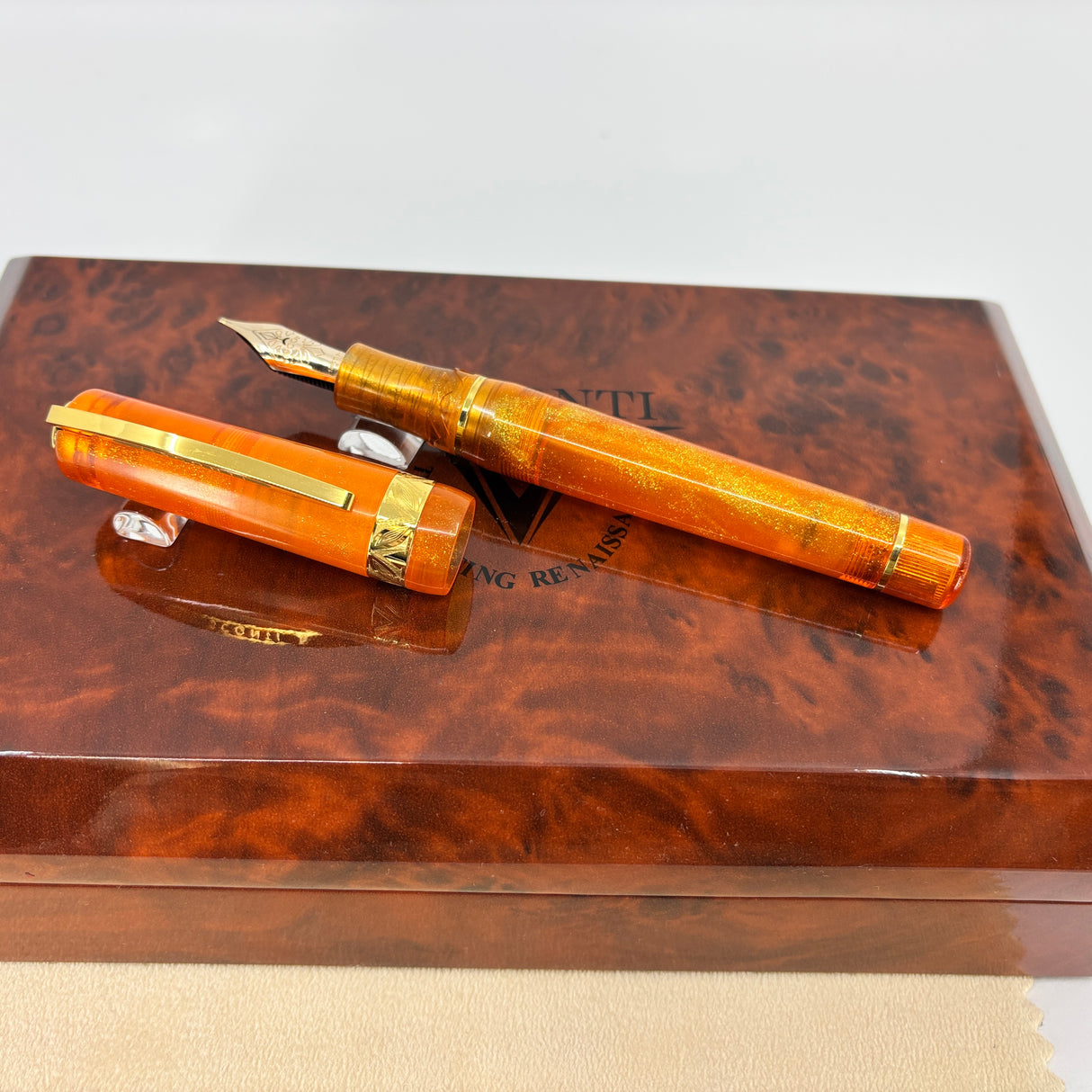 Visconti Kaleido Fire Opal Gold Trim Fountain Pen - STUB 18kt Gold Nib