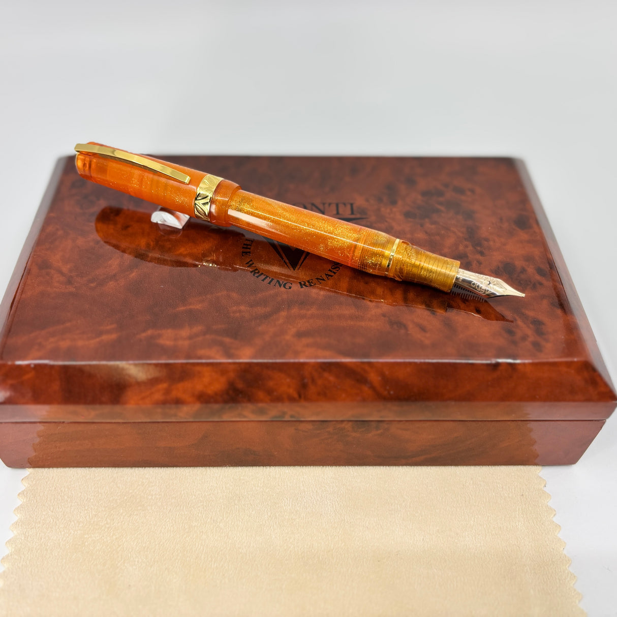 Visconti Kaleido Fire Opal Gold Trim Fountain Pen - STUB 18kt Gold Nib